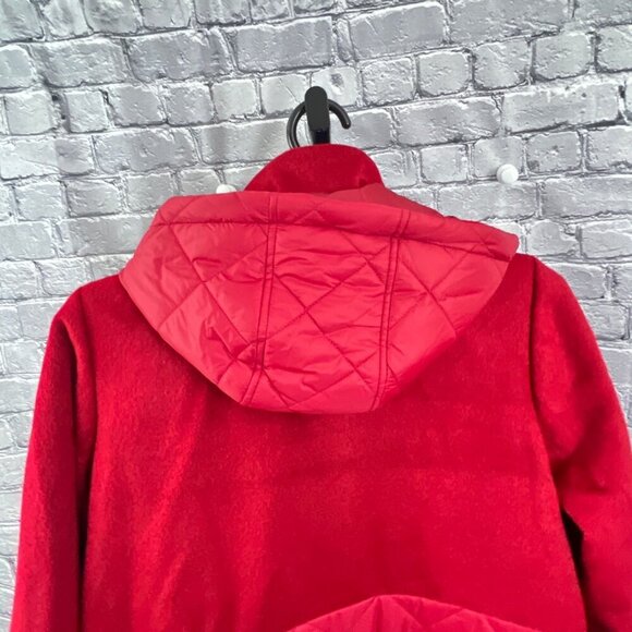 Dennis Basso Mixed Media Quilted Jacket with Hood Red Size 1X Winter Coat - Picture 5 of 8